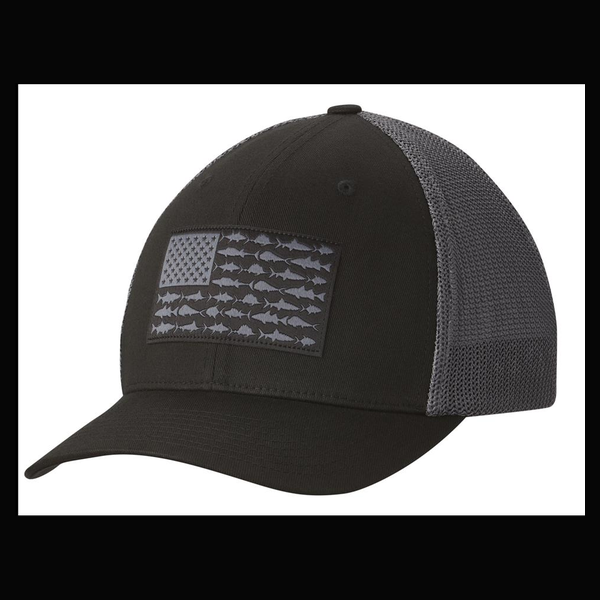 columbia black fish flag hat