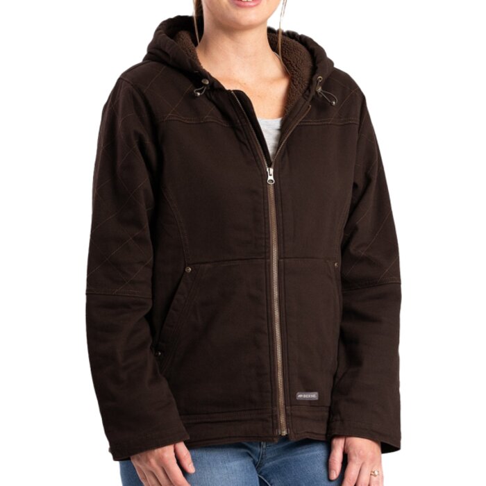 Ladies' Sherpa-Lined Twill Hooded Jacket Thumbnail