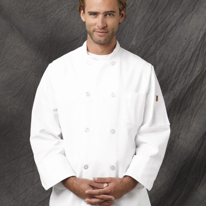 Eight Pearl Button Chef Coat with Thermometer Pocket Thumbnail