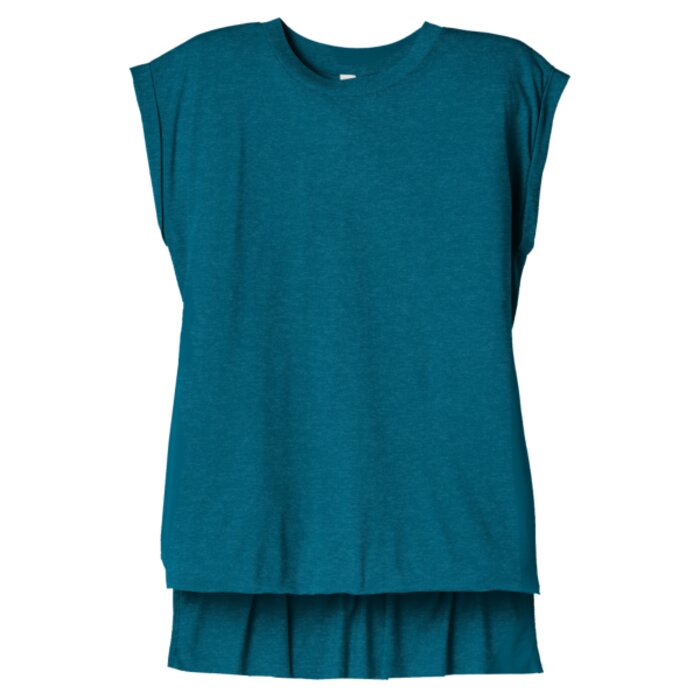 Women's Flowy Muscle Tee with Rolled Cuffs Thumbnail