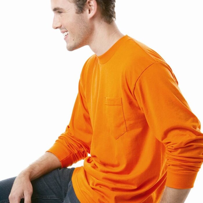 Unisex USA-Made 50/50 Long Sleeve Pocket T-Shirt Thumbnail