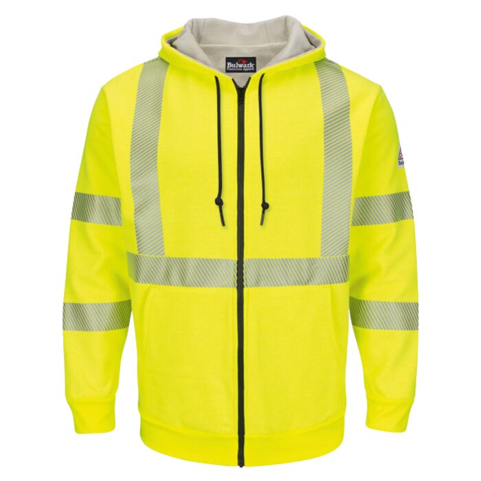 Men's Hi-Visibility Zip-Front Hooded Fleece Sweatshirt with Waffle Lining Thumbnail