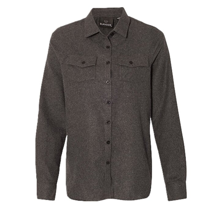 Women's Long Sleeve Solid Flannel Shirt Thumbnail