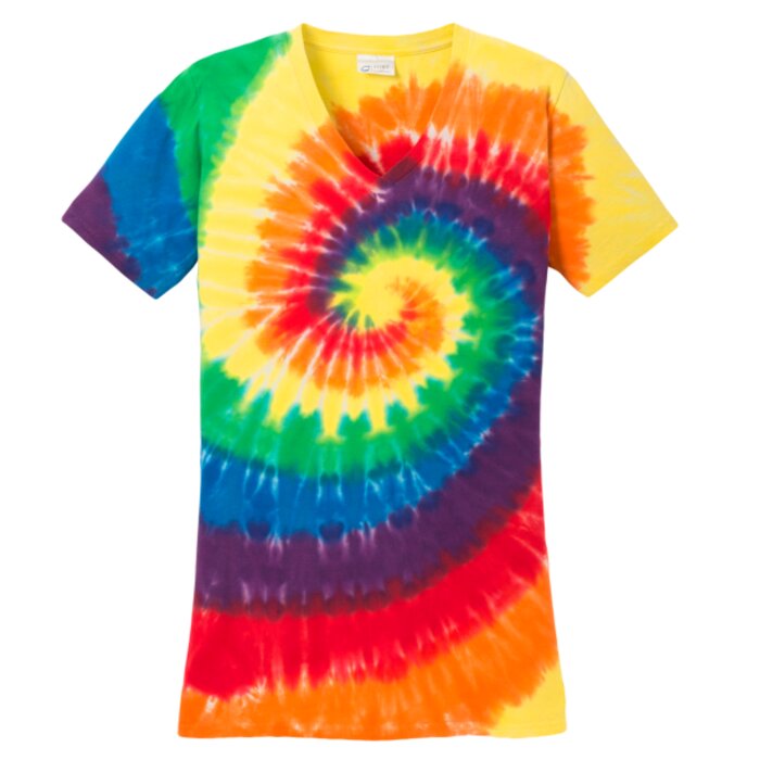 Ladies Tie Dye V Neck Tee Thumbnail