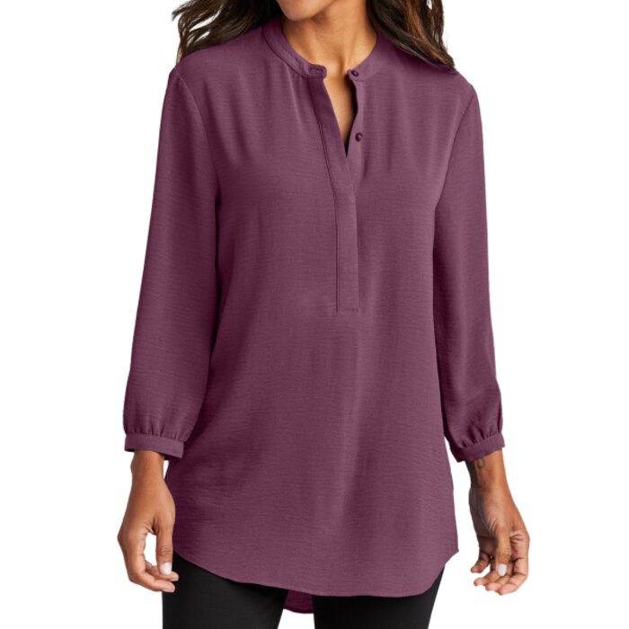 Ladies 3/4 Sleeve Textured Crepe Tunic Thumbnail