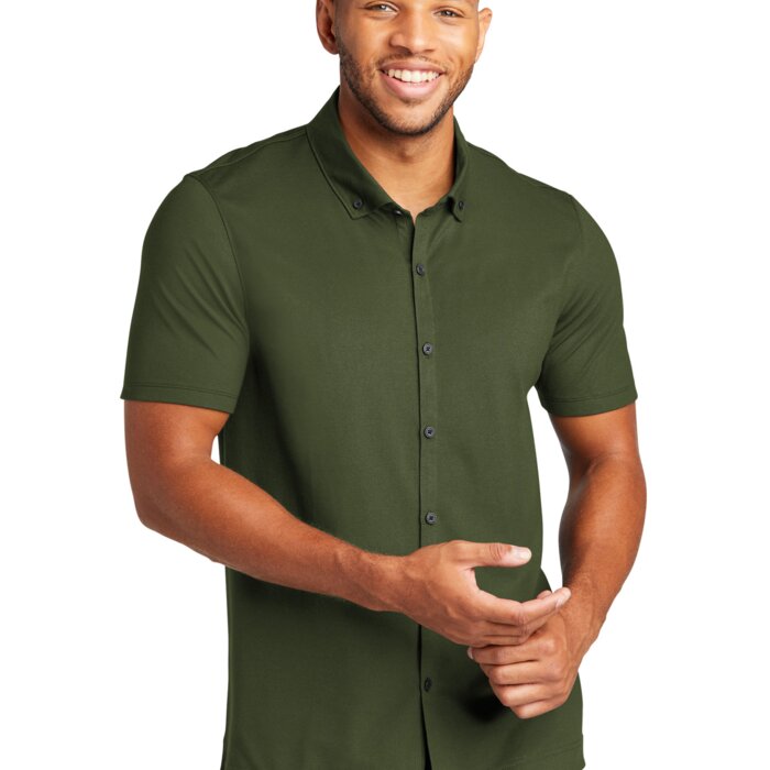 Stretch Pique Full Button Polo Thumbnail