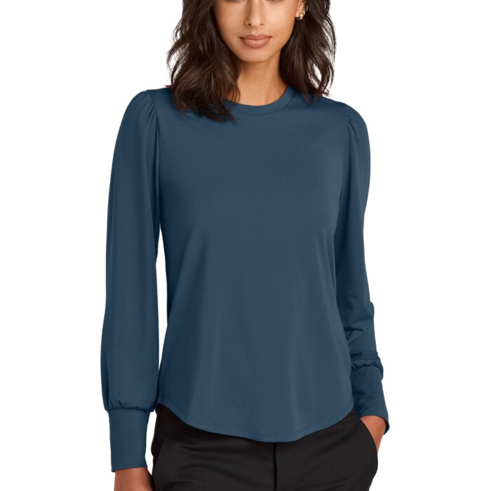 Women's Stretch Jersey Long Sleeve Blouson Top Thumbnail