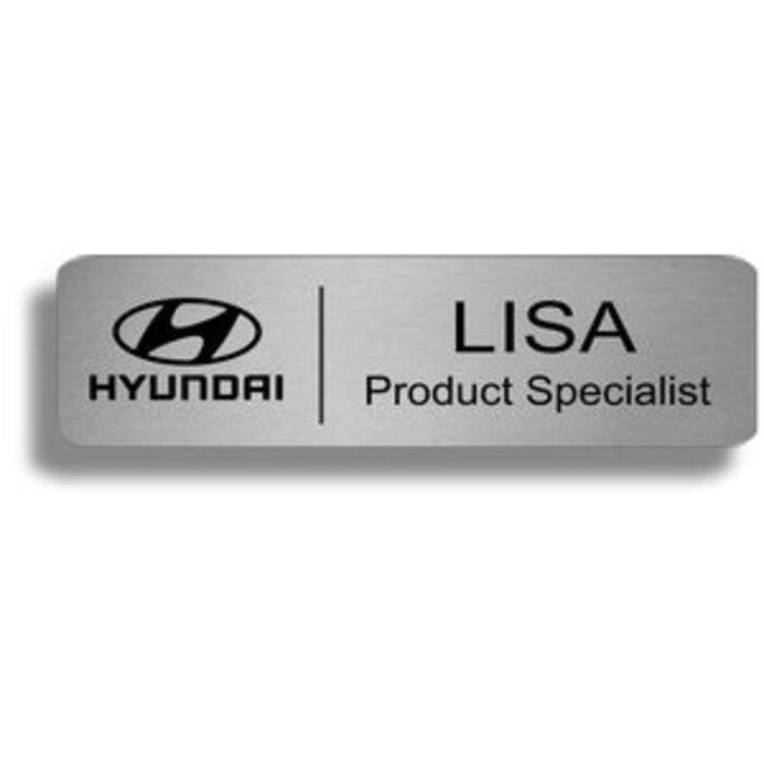 Brushed Aluminum Full Color Name Badge 3 x 1 Thumbnail