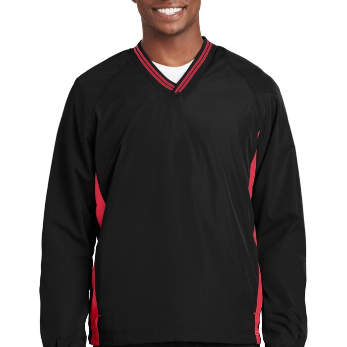 Tipped V Neck Raglan Wind Shirt Thumbnail