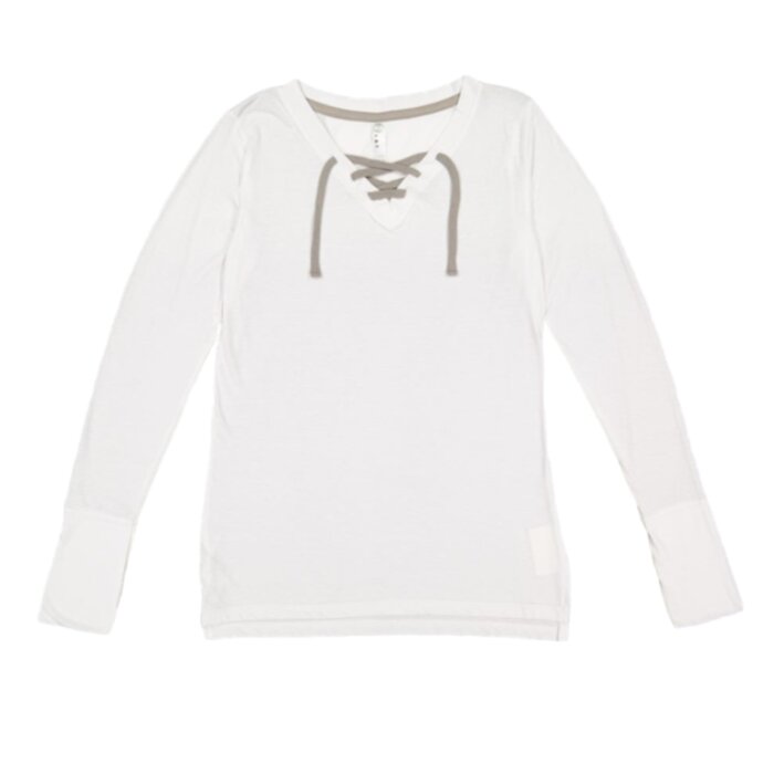 Women's Fine Jersey Lace-Up Long Sleeve T-Shirt Thumbnail