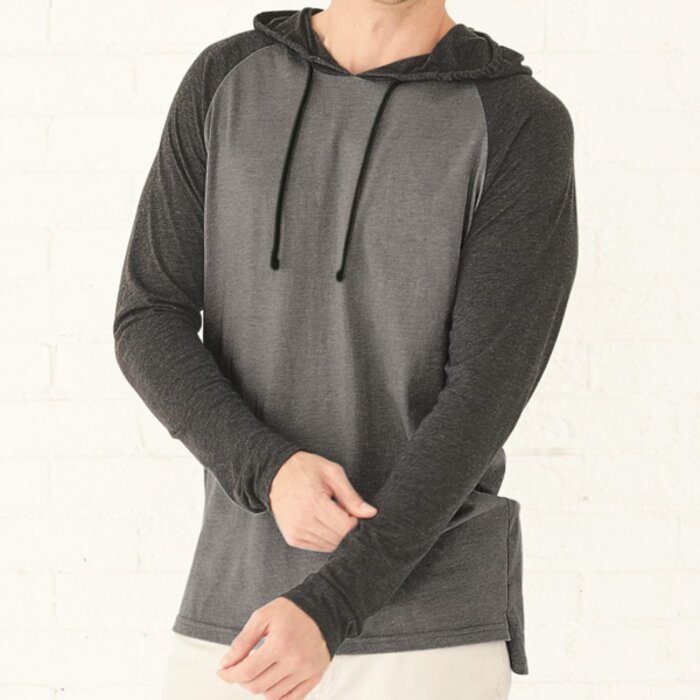 Fine Jersey Long Sleeve Hooded Raglan T-Shirt Thumbnail