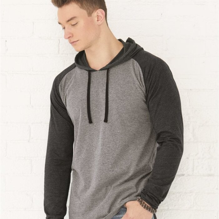 Fine Jersey Long Sleeve Hooded Raglan T-Shirt Thumbnail