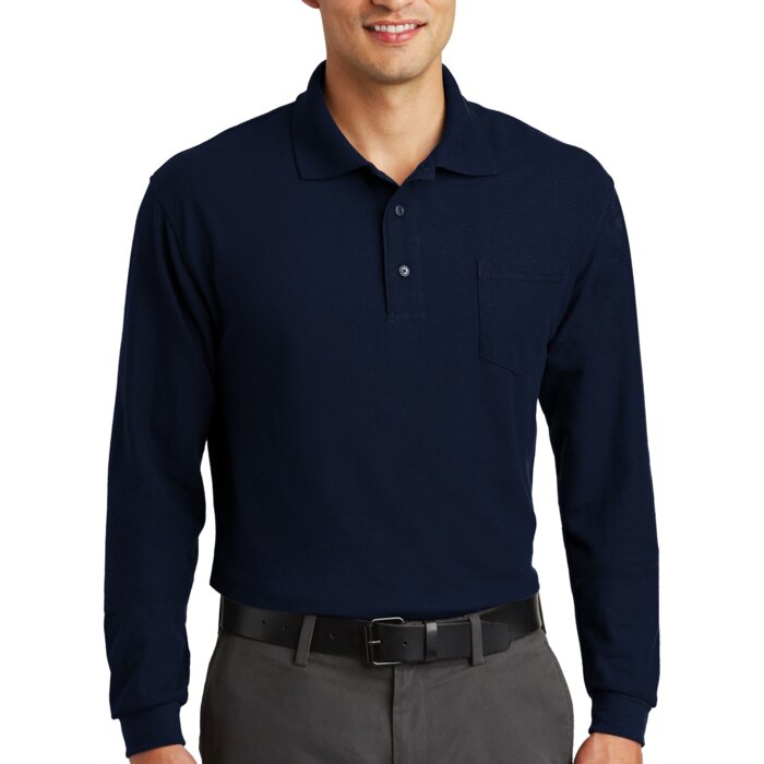Long Sleeve Silk Touch™ Pique Polo with Pocket Thumbnail