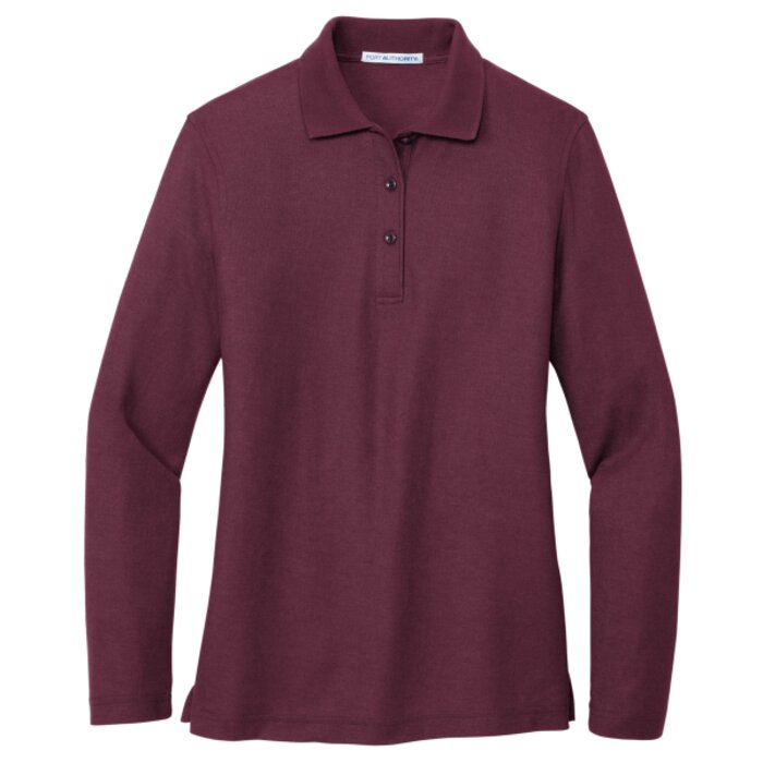 Ladies Silk Touch™ Long Sleeve Pique Polo Thumbnail
