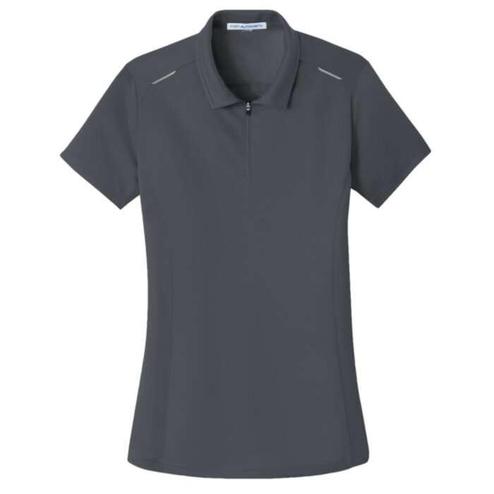 Ladies Pinpoint Mesh Zip Polo Thumbnail