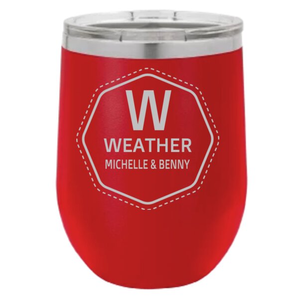 Monogram Design- Stainless Steel Tumbler with Clear Lid - 12 oz, Your Own Text - Engraved Gift Thumbnail